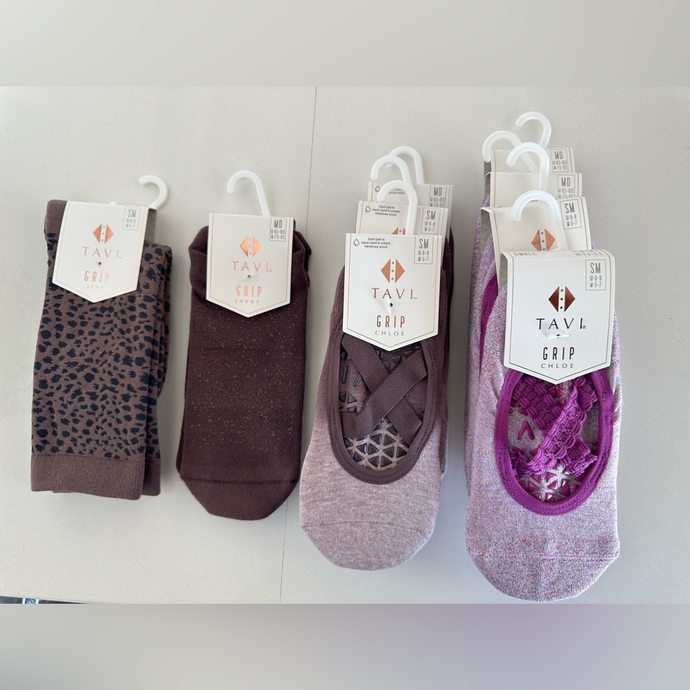Women's Grip Socks - Brown and Purple